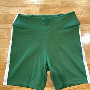 Pink Active Green Bike Shorts with White Stripes